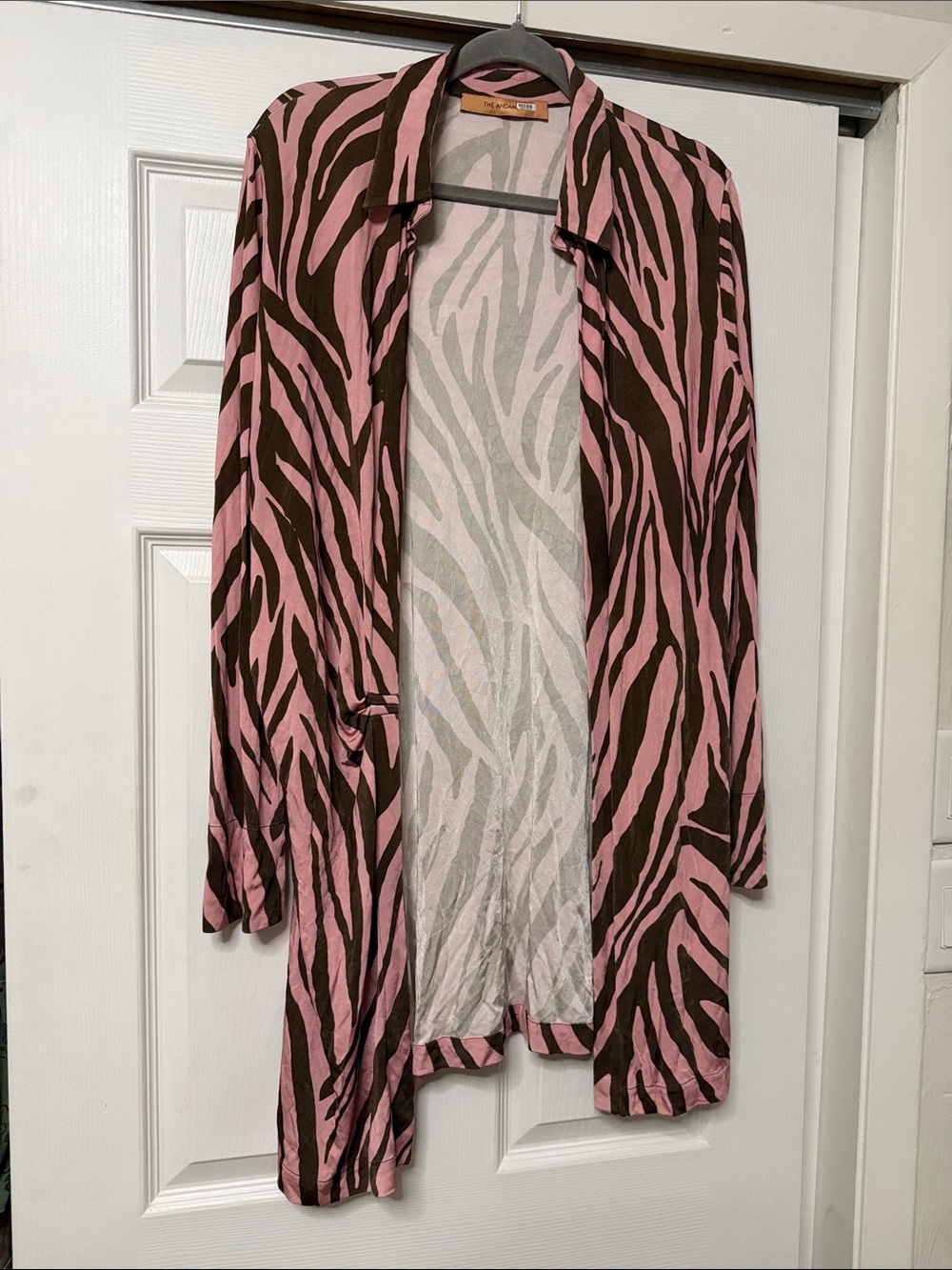 The Andamane- Zebra Print Mini Wrap Dress- modified to open front cardigan